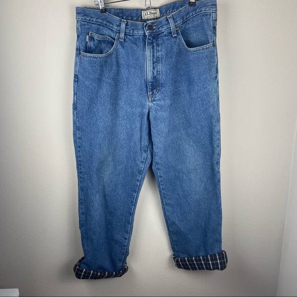 L.L. Bean Vintage Plaid Lined Classic Fit Denim Jeans Women’s Size 34 X 29 - Picture 2 of 13